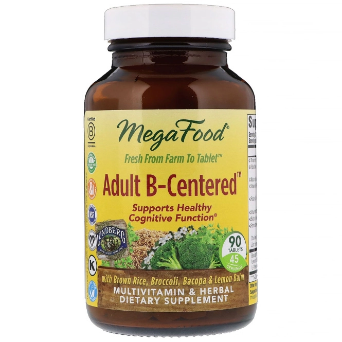 MegaFood, "Взрослый B-основанный", мультивитаминный комплекс с травами, 90 таблеток