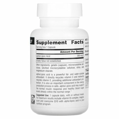 Source Naturals, Альфа-липоевая кислота, 300 мг, 60 капсул