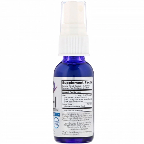 Now Foods, IGF-1, Deer Antler Velvet Extract, Lemon Flavor, 1 fl oz (30 ml)