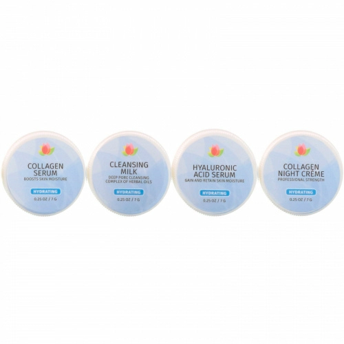 Reviva Labs, 5-Day Trial, Hydrating, 4 Piece Kit, 0.25 oz (7 g) Each