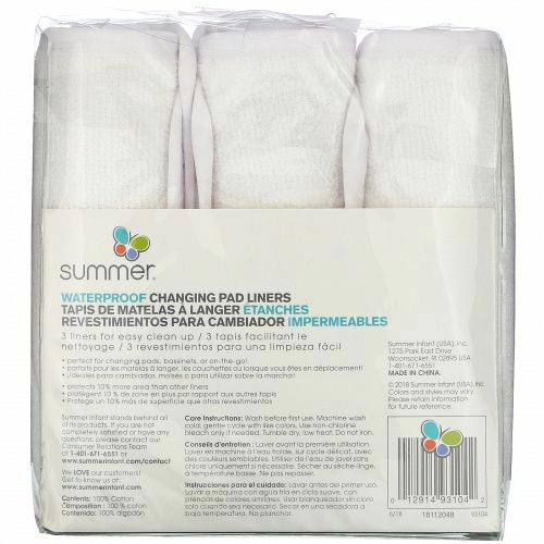 Summer Infant, Water Proof Changing Pad Liners, 3 Count
