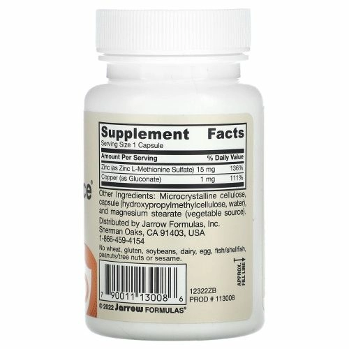 Jarrow Formulas, Баланс цинка, 100 капсул