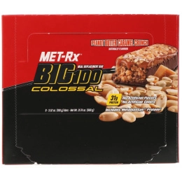 MET-Rx, Big 100, Батончик Вместо Еды,  Хрустящая Карамель с Арахисовым Маслом, 9 батончиков, по 3,52 унции (100 г) каждый