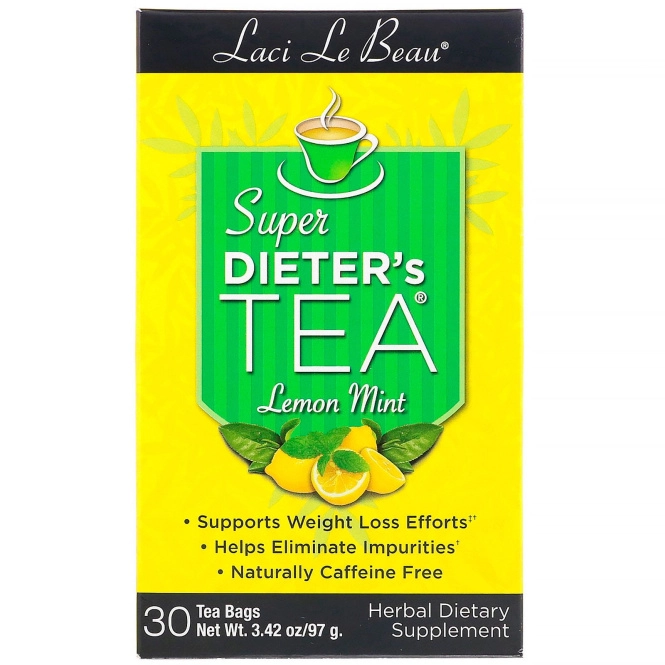Natrol, Laci Le Beau, Super Dieter's Tea, Лимон и мята, 30 чайных пакетиков, 75 г