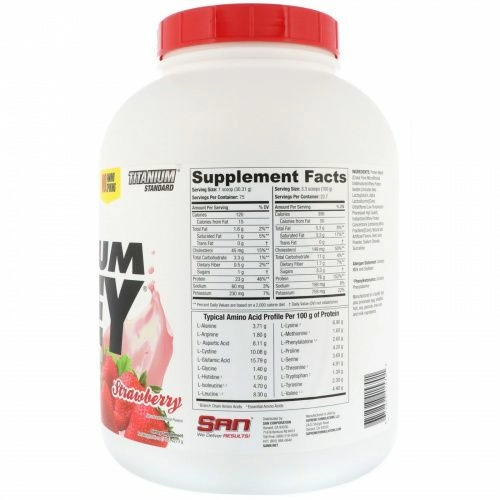 SAN Nutrition, 100%-ная чистая сыворотка Titanium, клубника, 2273 г