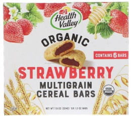 Health Valley, Organic Multigrain Cereal Bars, Strawberry, 6 Bars, 1.3 oz (37 g) Each