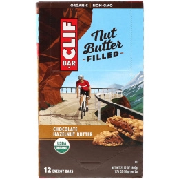 Clif Bar, Энергетический батончик с органической ореховой пастой, шоколадное масло с фундуком, 12 энергетических батончиков, 1,76 унц. (50 г) каждый