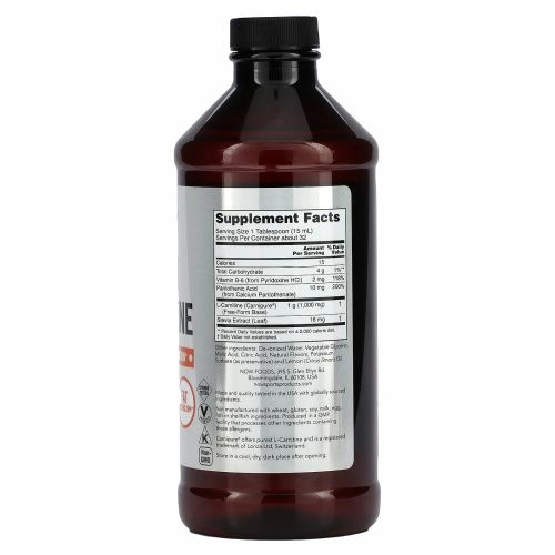 Now Foods, L-карнитин в жидкой форме, с цитрусовым ароматом,  1000 мг, 16 жидких  унций (473 мл)