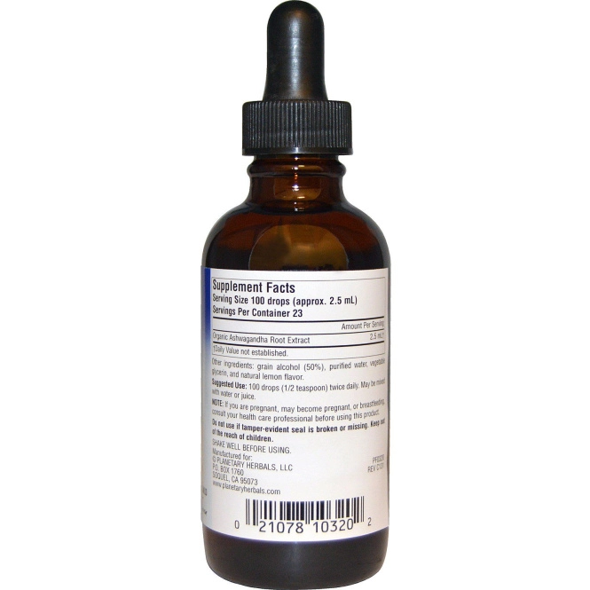 Planetary Herbals, Ашваганда, жидкий травяной экстракт, лимонный аромат, 2 жидких унций (59,14 мл)