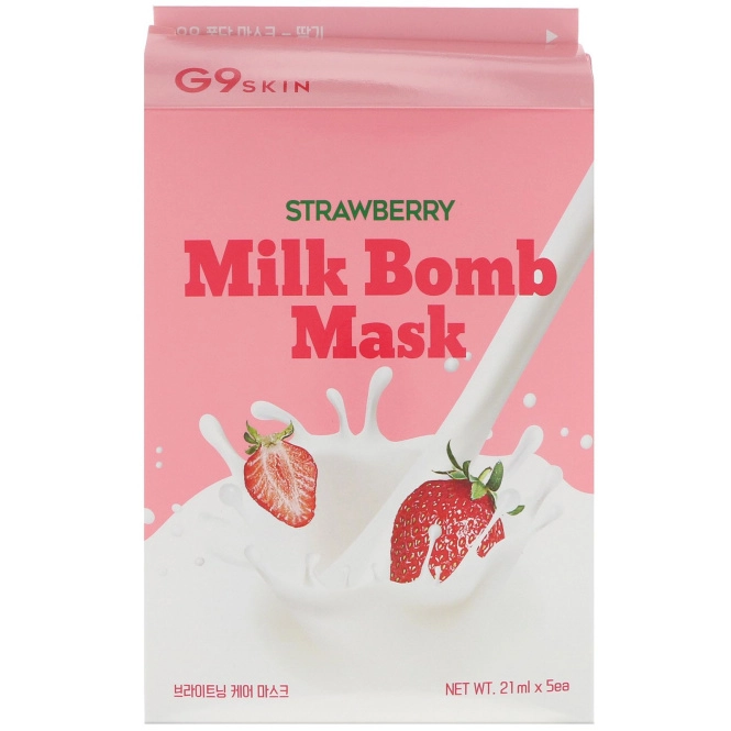 G9skin, Маска Strawberry Milk Bomb, 5 масок, 21 мл каждая