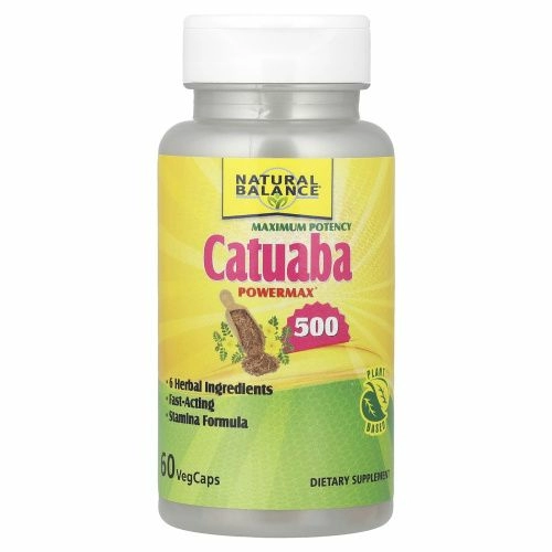 Natural Balance, Катуаба Power Max 500, максимальная эффективность, 60 капсул с оболочкой из ингредиентов растительного происхождения