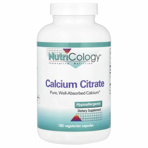 Nutricology, Цитрат кальция, 180 растительных  капсул