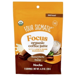 Four Sigmatic, Focus, органический растворимый кофе латте с ежовиком гребенчатым, вкус мокко, 120 г (4,23 унции)