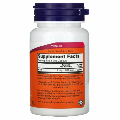 NOW Биотин 1000, Biotin 1000 - 100 капсул