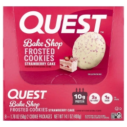 Quest Nutrition, Bake Shop, глазированное печенье, со вкусом клубничного торта, 8 пакетиков по 50 г (1,76 унции)