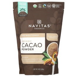 Navitas Organics, органический порошок какао, без сахара, 680 г (24 унции)