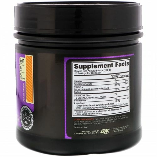 Optimum Nutrition, PRO BCAA & глутамин, персик и манго, 13.7 унц. (390 г)