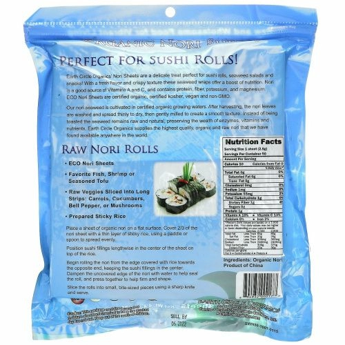 Earth Circle Organics, Органические нори для суши, холодная обработка, 50 листов