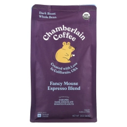 Chamberlain Coffee, Fancy Mouse Espresso Blend, цельные бобы, темная обжарка, 340 г (12 унций)