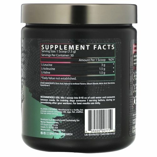 Nutrex Research, BCAA 6000, арбуз, 225 г (8,2 унции)