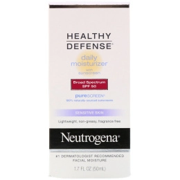 Neutrogena, Healthy Defense, ежедневный увлажняющий крем с солнцезащитным кремом, SPF 50 широкого спектра действия, для чувствительной кожи, 1,7 ж. унц. (50 мл)