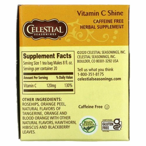 Celestial Seasonings, Травяной чай, цитрусовый рассвет, без кофеина, 20 чайных пакетиков, 1,7 унции (47 г)