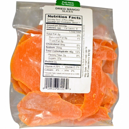 Bergin Fruit and Nut Company, Манго сушеный ломтиками 10 унций