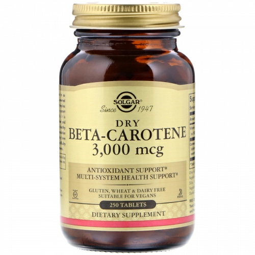 Solgar, Dry Beta-Carotene, 3,000 mcg, 250 Tablets