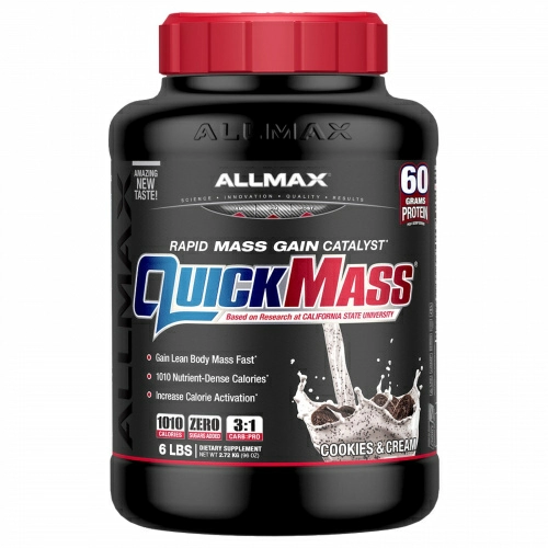 ALLMAX Nutrition, QuickMass, Weight Gainer, Rapid Mass Gain Catalyst, Cookies & Cream, 6 lbs (2.72 kg)