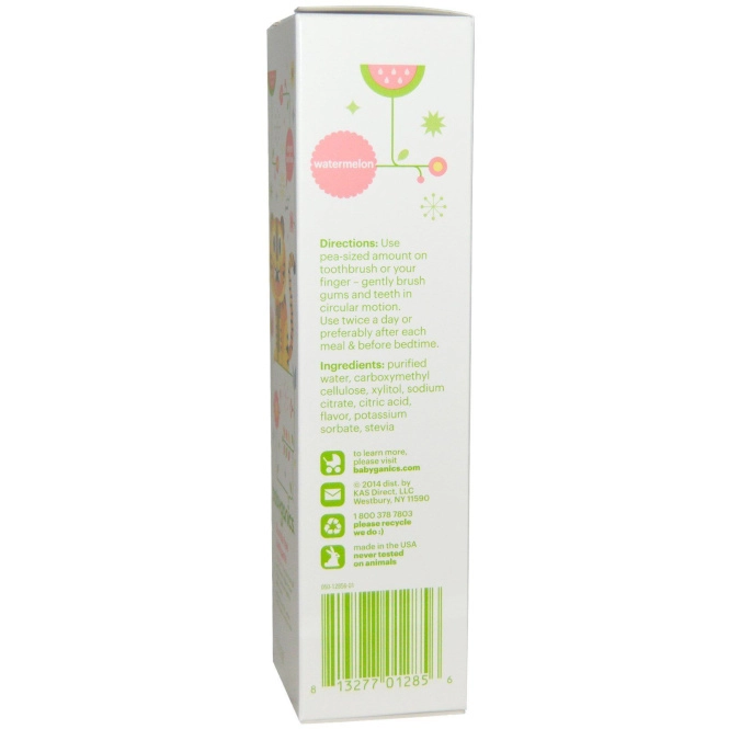BabyGanics, Зубная паста без фторида, арбуз, 4 унции (113 г)