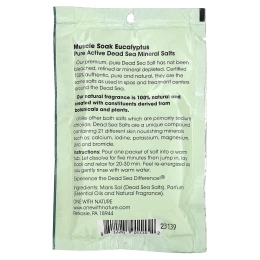 One with Nature, Dead Sea Spa, минералы, расслабление мышц, с запахом эвкалипта, 70 г