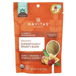 Navitas Organics, Organic Superfood + Immunity Blend, витамин C Powerhouse, каму, апельсин и ацерола, 120 г (4,2 унции)