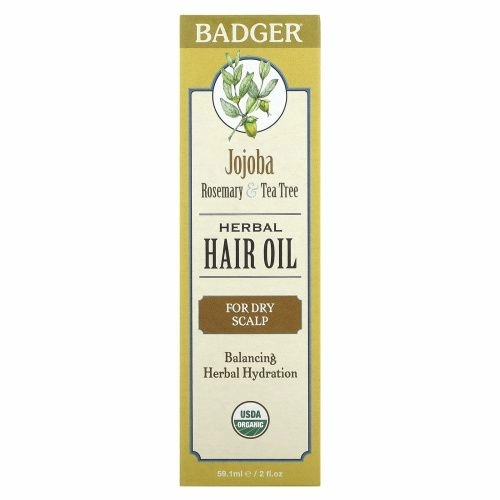 Badger Company, Масло для волос с жожоба, розмарином и чайным деревом, 2 жидких унции (59,1 мл)