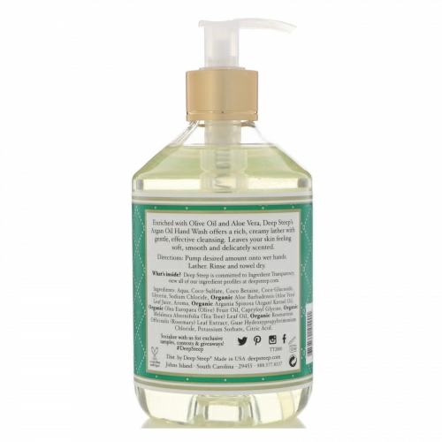 Deep Steep, Argan Oil Hand Wash, Tea Tree & Mint, 17.6 fl oz (520 ml)