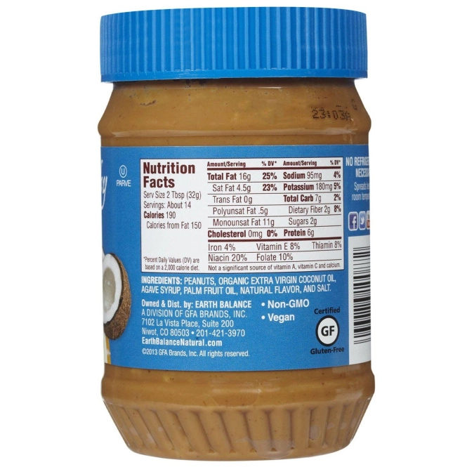 Earth Balance, Кокосовая и арахисовая паста, хрустящая, 16 унций (453 г)
