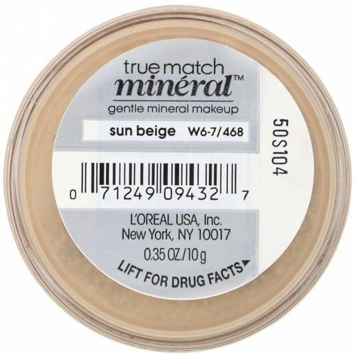 L'Oreal, True Match Mineral, минеральная тональная основа, оттенок W6-7/468 «Солнечный бежевый», 10 г