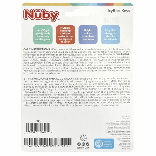 Nuby, Ключи IcyBite, для детей от 3 месяцев, синие, 1 штука