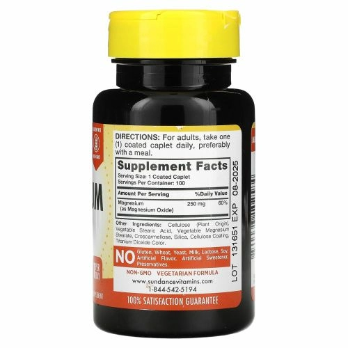 Sundance Vitamins, магний, 250 мг, 100 капсул в оболочке