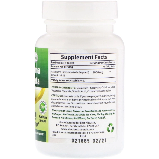 Best Naturals, Caralluma Fimbriata, 1000 mg, 60 Tablets