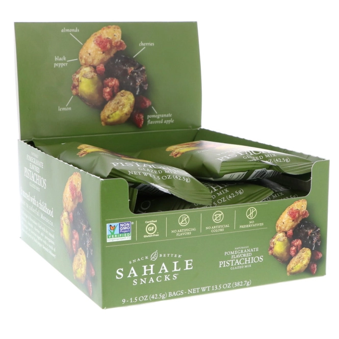 Sahale Snacks, Glazed Mix, Pomegranate Pistachios, 9 Packs, 1.5 oz (42.5 g) Each