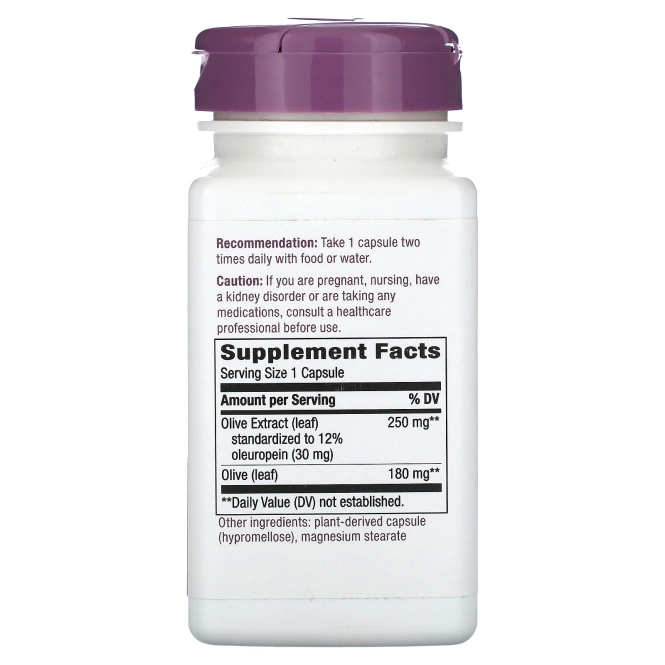 Nature's Way, Оливковые листья, стандартизированные, 60 капсул