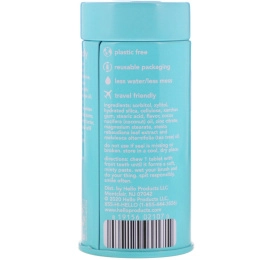 Hello, Таблетки с отбеливающей зубной пастой против налета, натуральная перечная мята, 60 шт.