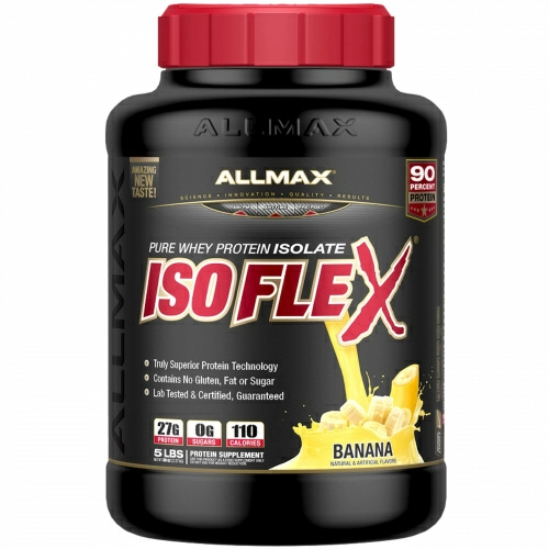 ALLMAX Nutrition, Isoflex, 100% ультрачистый изолят сывороточного протеина (фильтрация заряженными ионными частицами), банан, 5 фунтов (2,27 кг)