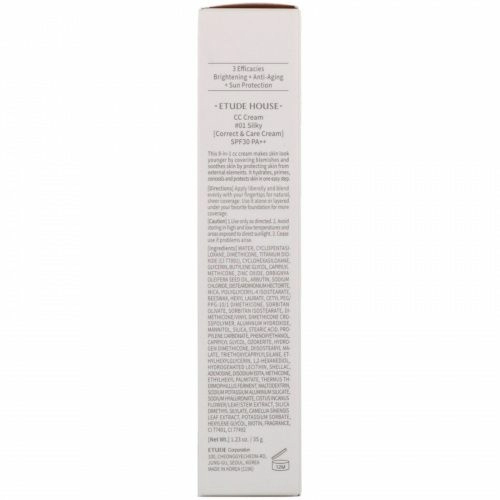 Etude, Корректирующий и ухаживающий CC крем с SPF 30/PA++, Шелковистый, 1,23 унц. (35 г)
