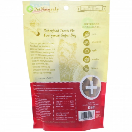 Pet Naturals of Vermont, Лакомство для собак из чудо-пищи, рецепт с хрустящим беконом, более 100 лакомств, 8,5 унц. (240 г)