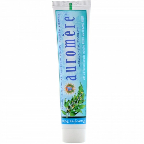Auromere, Аюрведическая травяная зубная паста, Foam-Free Mint, 4.16 унц. (117 г.)
