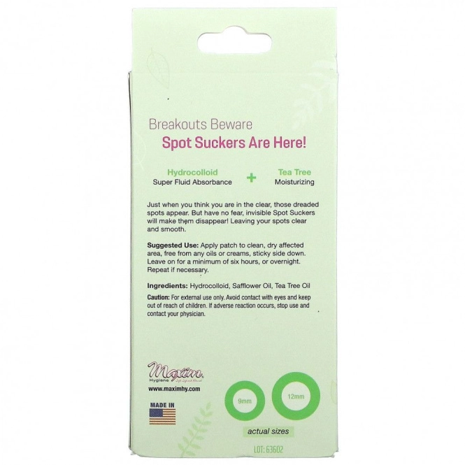 Maxim Hygiene Products, MaxSkin, точечные присоски, 40 патчей, размеры 9 и 12 мм