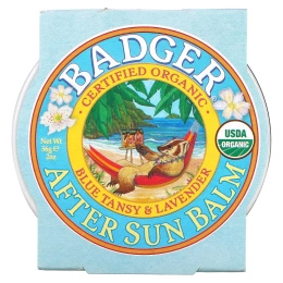 Badger Company, Органика, Бальзам после загара с пижмой и лавандой, 2 унции (56 г)