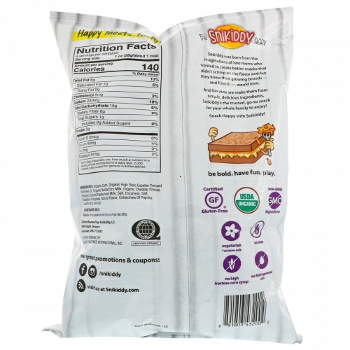 Snikiddy, Воздушная кукуруза, жареный сыр, 4 унц. (113 г)