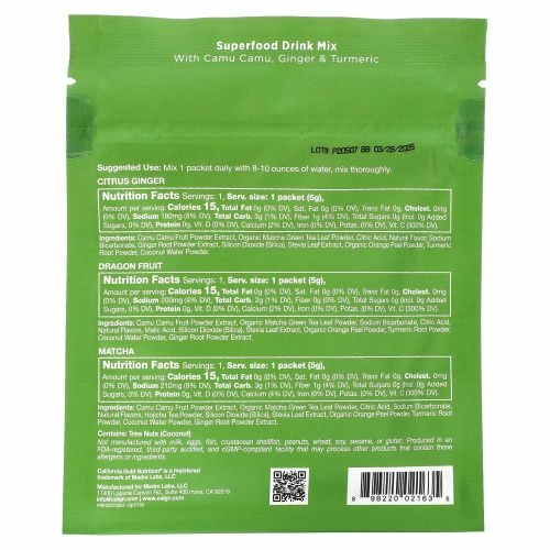 California Gold Nutrition, Matcha Road, матча с витамином C, упаковка пробников, 3 шт.
